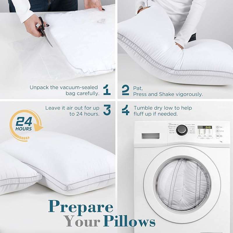 viewstar Bed Pillows Queen Size Set of 2, Firm Support Down Alternative Gusseted Pillows for Side, Back, or Stomach Sleepers, White - Image 9