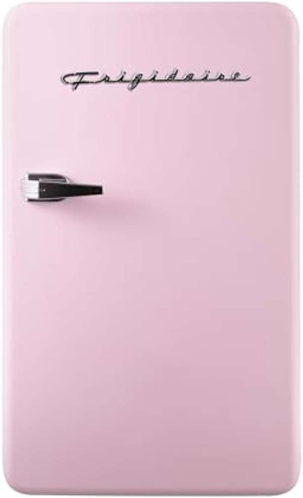 Frigidaire Retro Compact Refrigerator with Chiller, 3.2 cu ft Countertop Fridge, Built-In Bottle Opener, Rounded Corners, Premium, for Office, Bedroom, Dorm Room, Cabin, 18.5D x 20W x 31.5H (Pink) - Image 1