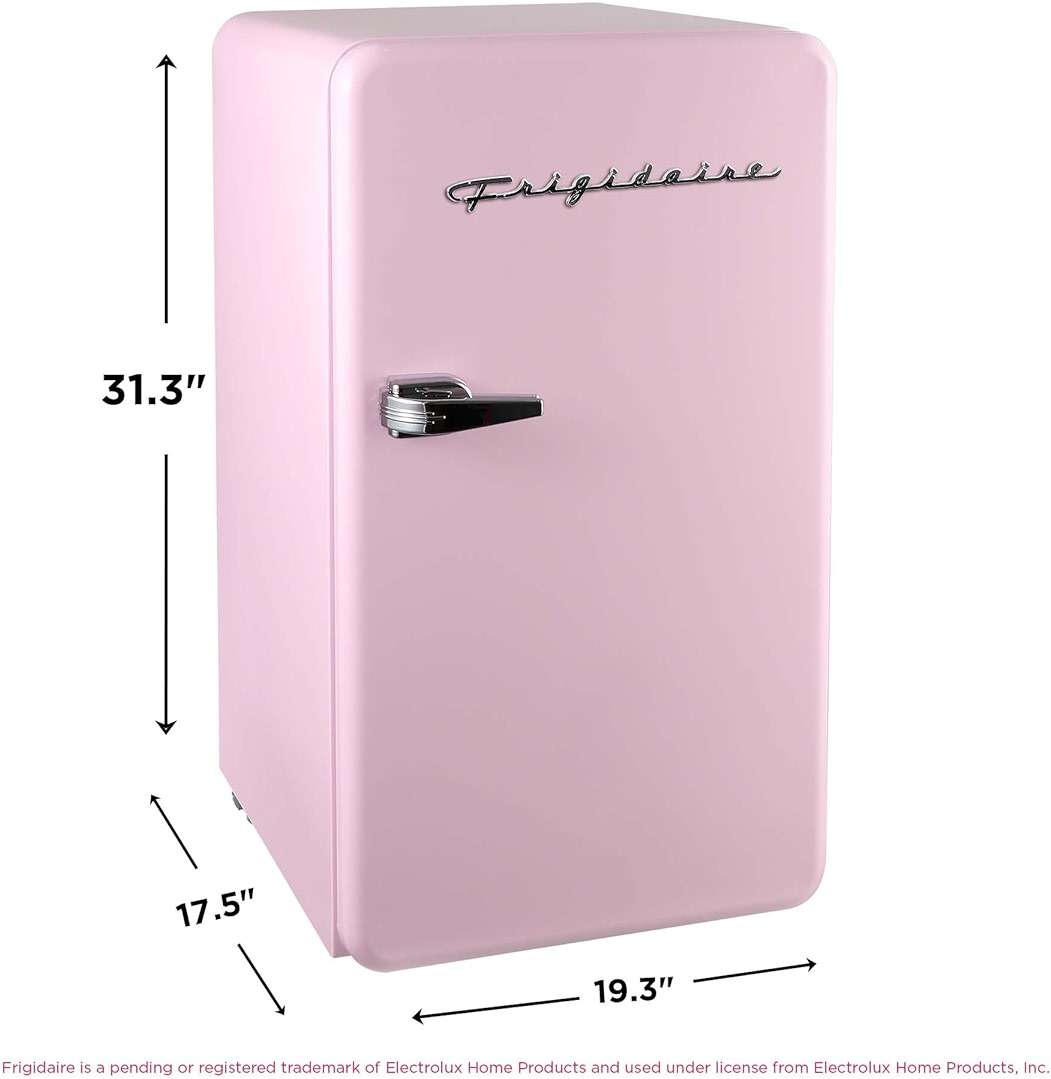 Frigidaire Retro Compact Refrigerator with Chiller, 3.2 cu ft Countertop Fridge, Built-In Bottle Opener, Rounded Corners, Premium, for Office, Bedroom, Dorm Room, Cabin, 18.5D x 20W x 31.5H (Pink) - Image 3