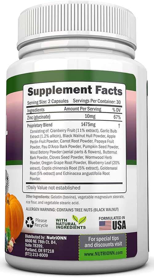 Intestinal Cleanse - All Natural Herbal Detox Formula - Full 10-Day Detox Program - Wormwood, Cranberry, Paul D'Arco, Goldenseal, Garlic, Black Walnut Hull, Echinacea and 10 Other Natural Ingredients - Image 2