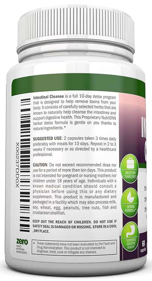 Intestinal Cleanse - All Natural Herbal Detox Formula - Full 10-Day Detox Program - Wormwood, Cranberry, Paul D'Arco, Goldenseal, Garlic, Black Walnut Hull, Echinacea and 10 Other Natural Ingredients - Image 3
