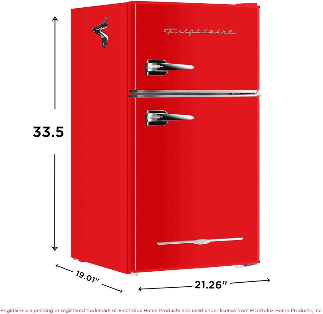 Frigidaire Retro Compact Fridge Freezer Combo, 3.1 cu. ft. Capacity, Small Top Freezer Refrigerator, Mini Fridge with Built-in Bottle Opener – 19”"D x 20.5" W x 33.5" H (Red) - Image 2