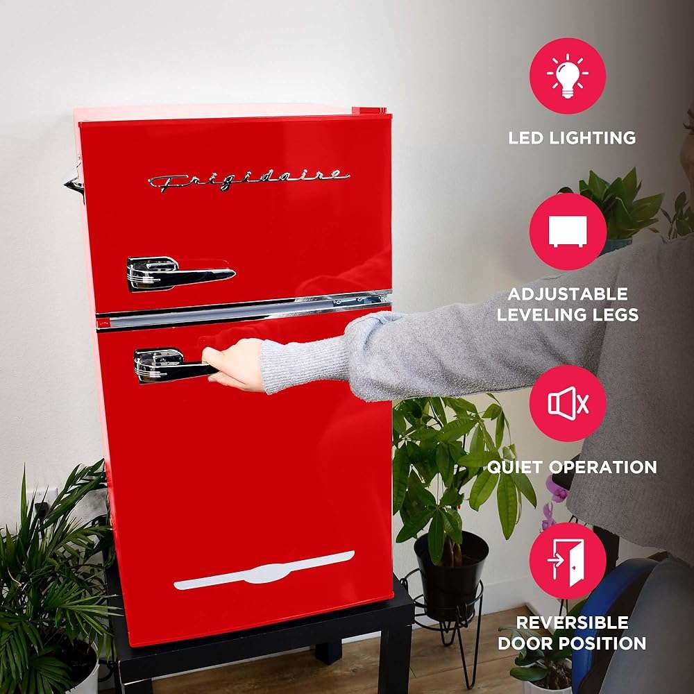 Frigidaire Retro Compact Fridge Freezer Combo, 3.1 cu. ft. Capacity, Small Top Freezer Refrigerator, Mini Fridge with Built-in Bottle Opener – 19”"D x 20.5" W x 33.5" H (Red) - Image 4