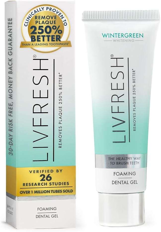 LIVFRESH Toothpaste Gel, Clinically Proven to Remove Plaque 250% Better, Improves Gum Health 190% Better, Prevents & Reduces Tartar, Freshens Breath, SLS Free Dental Gel, Wintergreen - Image 1
