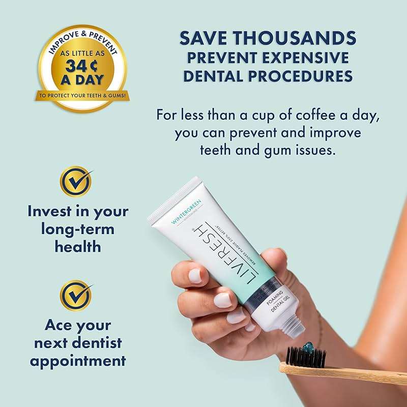 LIVFRESH Toothpaste Gel, Clinically Proven to Remove Plaque 250% Better, Improves Gum Health 190% Better, Prevents & Reduces Tartar, Freshens Breath, SLS Free Dental Gel, Wintergreen - Image 5