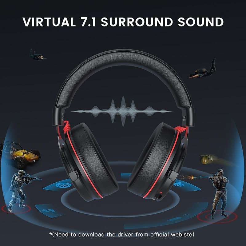 EKSA E900 Pro USB Gaming Headset for PC - Computer Headset with Detachable Noise Cancelling Mic, 7.1 Surround Sound, 50MM Driver - Headphones with Microphone for PS4/PS5, Xbox One, Laptop, Office - Image 2
