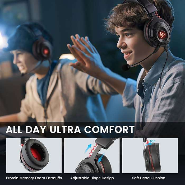 EKSA E900 Pro USB Gaming Headset for PC - Computer Headset with Detachable Noise Cancelling Mic, 7.1 Surround Sound, 50MM Driver - Headphones with Microphone for PS4/PS5, Xbox One, Laptop, Office - Image 5