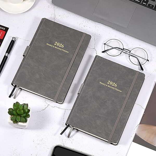 2026-2027 Planner - 5.75" X 8.25", JUL. 2026 - JUN. 2027, 2026-2027 Weekly & Monthly Planner with Calendar Stickers, Premium Thicker Paper, Pen Holder, Inner Pocket and 44 Notes Pages - Gray - Image 2