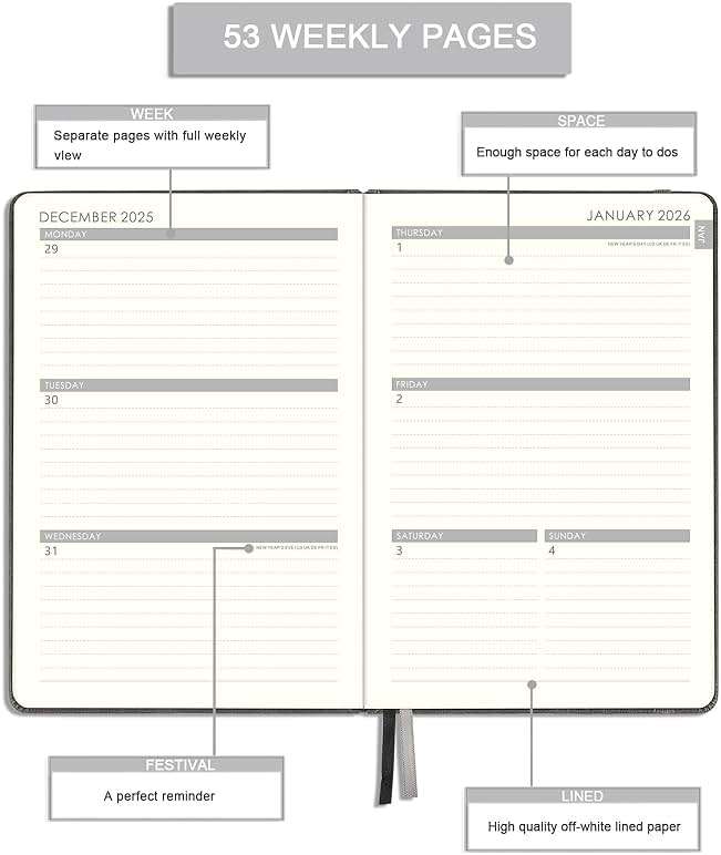 2026-2027 Planner - 5.75" X 8.25", JUL. 2026 - JUN. 2027, 2026-2027 Weekly & Monthly Planner with Calendar Stickers, Premium Thicker Paper, Pen Holder, Inner Pocket and 44 Notes Pages - Gray - Image 4