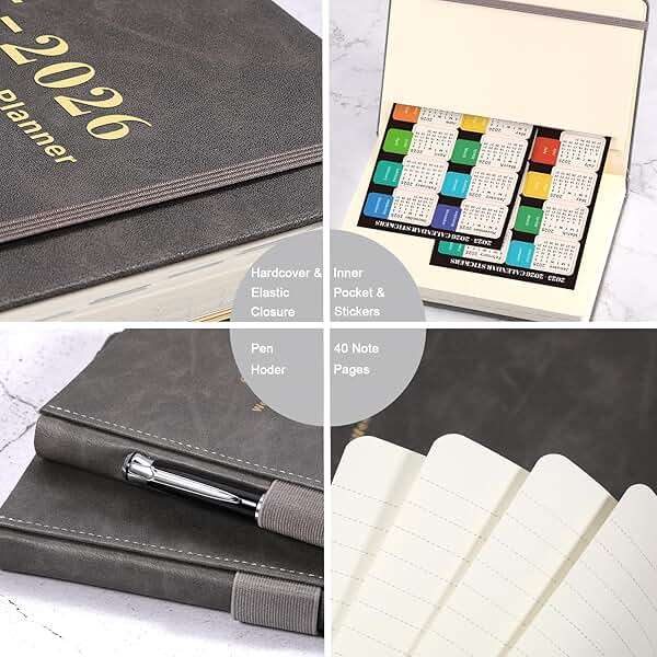 2026-2027 Planner - 5.75" X 8.25", JUL. 2026 - JUN. 2027, 2026-2027 Weekly & Monthly Planner with Calendar Stickers, Premium Thicker Paper, Pen Holder, Inner Pocket and 44 Notes Pages - Gray - Image 6