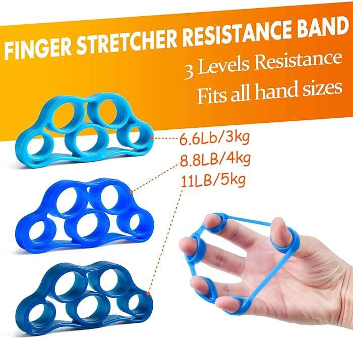 IMENSEAS Grip Strength Trainer 7 Pack Adjustable Hand Gripper, Finger Stretcher Resistance Extensor Bands, Finger Exerciser, Grip Strength Ring & Stress Ball, Hand Grip Strengthener - Image 4