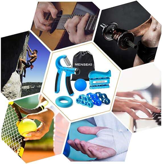 IMENSEAS Grip Strength Trainer 7 Pack Adjustable Hand Gripper, Finger Stretcher Resistance Extensor Bands, Finger Exerciser, Grip Strength Ring & Stress Ball, Hand Grip Strengthener - Image 7