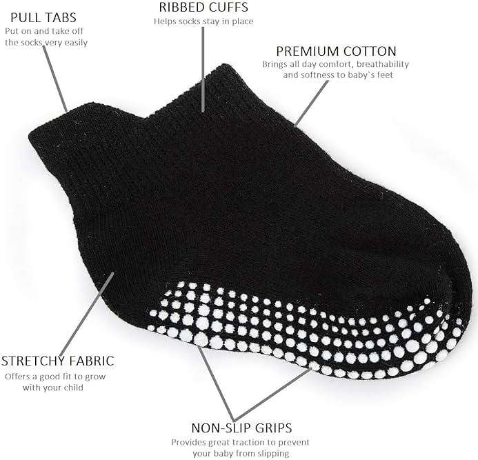 Zaples Baby Non Slip Grip Ankle Socks with Non Skid Soles for Infants Toddlers Kids Boys Girls - Image 2