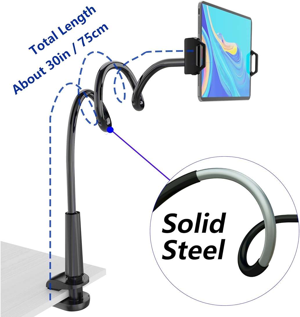 MAGIPEA Gooseneck Tablet Holder for Bed, Flexible Tablet Stand Holder with 360° Adjustable, Hands Free Tablet Mount Clip, Compatible with iPad/Kindle/Switch/Galaxy Tabs, More 4.7-13" Devices - Image 2