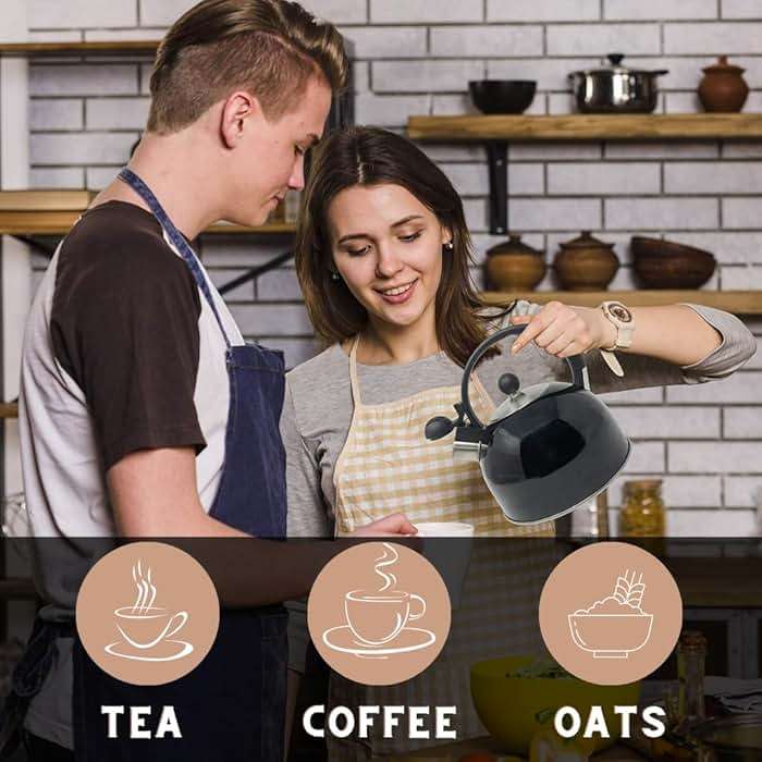 Venoly 2.5 Liter Whistling Tea Kettle - Modern Stainless Steel Whistling Tea Pot for Stovetop Hot Water Boiler with Cool Grip Ergonomic Handle (Silver, 2.5 Liter) - Image 7