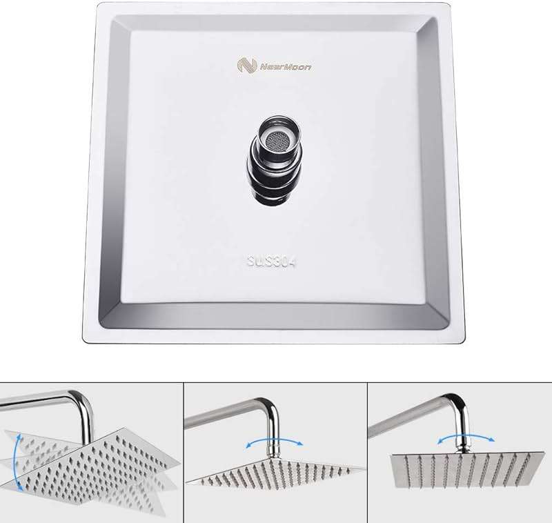 NearMoon Rain Shower Head, High Flow Stainless Steel Square Rainfall Shower, High Pressure Design, Awesome Shower Experience Even At Low Water Flow (8 Inch, Chrome Finish) - Image 4