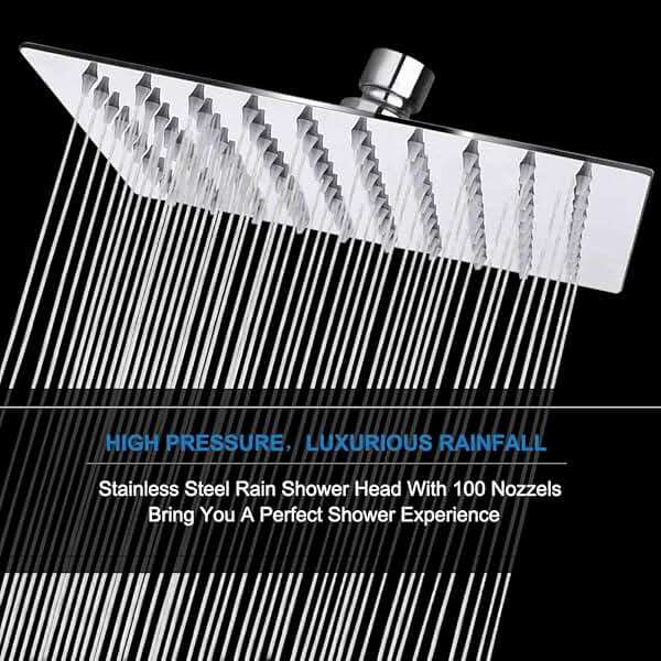 NearMoon Rain Shower Head, High Flow Stainless Steel Square Rainfall Shower, High Pressure Design, Awesome Shower Experience Even At Low Water Flow (8 Inch, Chrome Finish) - Image 8