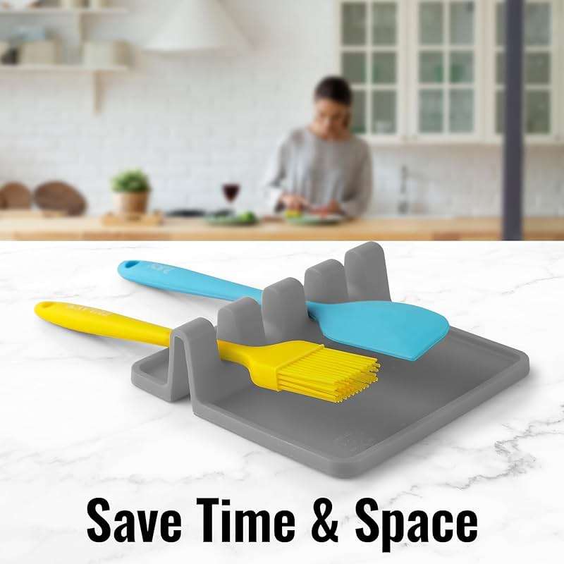 Zulay Kitchen Spoon Rest for Multiple Utensils High Heat-Resistant Silicone Drip Pad, BPA-Free Spoon Holder for Stove Top, Kitchen Gadget Holder for Ladles, Tongs, Cooking Spatula - Makes Great Gift - Image 5