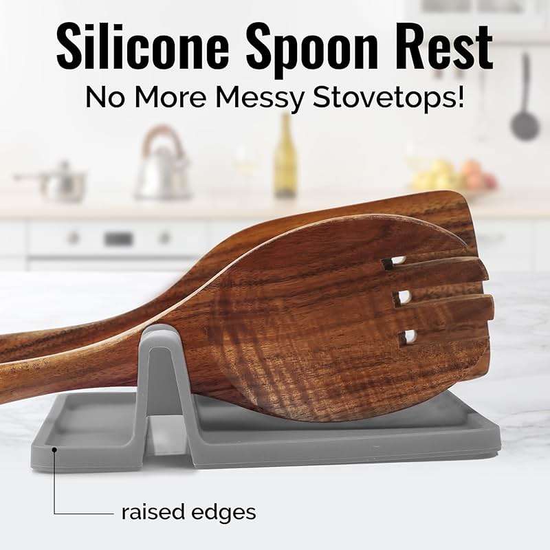 Zulay Kitchen Spoon Rest for Multiple Utensils High Heat-Resistant Silicone Drip Pad, BPA-Free Spoon Holder for Stove Top, Kitchen Gadget Holder for Ladles, Tongs, Cooking Spatula - Makes Great Gift - Image 6