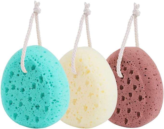 KECUCO 3 Pcs Bath Sponge for Women, Men, Teenager, Body Wash Sponges Loofah Body Scrubber, 3 Colors & Large Size Shower Pouf Cleaning Loofahs for Shower Exfoliating - Image 1