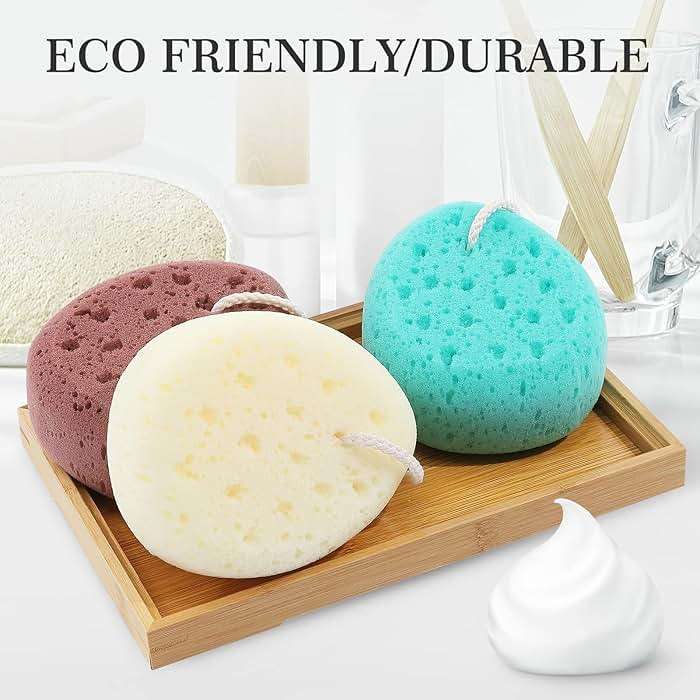 KECUCO 3 Pcs Bath Sponge for Women, Men, Teenager, Body Wash Sponges Loofah Body Scrubber, 3 Colors & Large Size Shower Pouf Cleaning Loofahs for Shower Exfoliating - Image 2