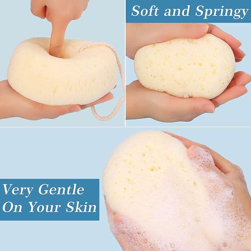 KECUCO 3 Pcs Bath Sponge for Women, Men, Teenager, Body Wash Sponges Loofah Body Scrubber, 3 Colors & Large Size Shower Pouf Cleaning Loofahs for Shower Exfoliating - Image 3