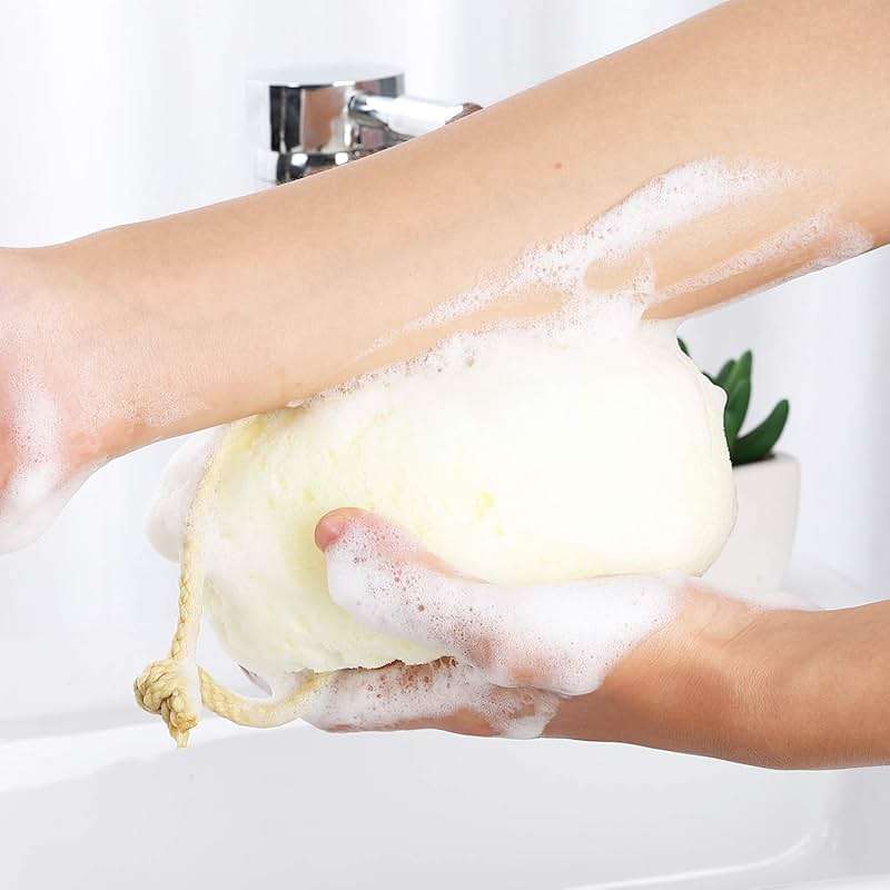KECUCO 3 Pcs Bath Sponge for Women, Men, Teenager, Body Wash Sponges Loofah Body Scrubber, 3 Colors & Large Size Shower Pouf Cleaning Loofahs for Shower Exfoliating - Image 4