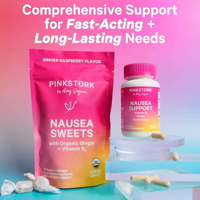 Pink Stork Organic Peppermint Sweets for Morning Sickness and Motion Sickness Support, Added Vitamin B6, 1st Trimester Pregnancy Must Haves - 30 Wrapped Peppermint Candies - Image 4
