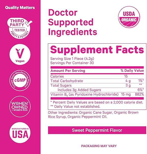 Pink Stork Organic Peppermint Sweets for Morning Sickness and Motion Sickness Support, Added Vitamin B6, 1st Trimester Pregnancy Must Haves - 30 Wrapped Peppermint Candies - Image 5