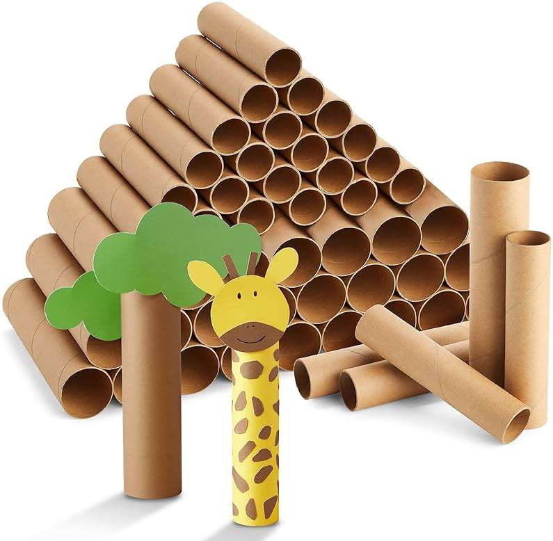 Bright Creations Paper Towel Tubes - 50-Pack Brown Cardboard Tubes, 2 Sizes (1.2 x 6 in & 1.7 x 7.5 in) - Cardboard Roll Crafts & DIY Art Projects - Image 1