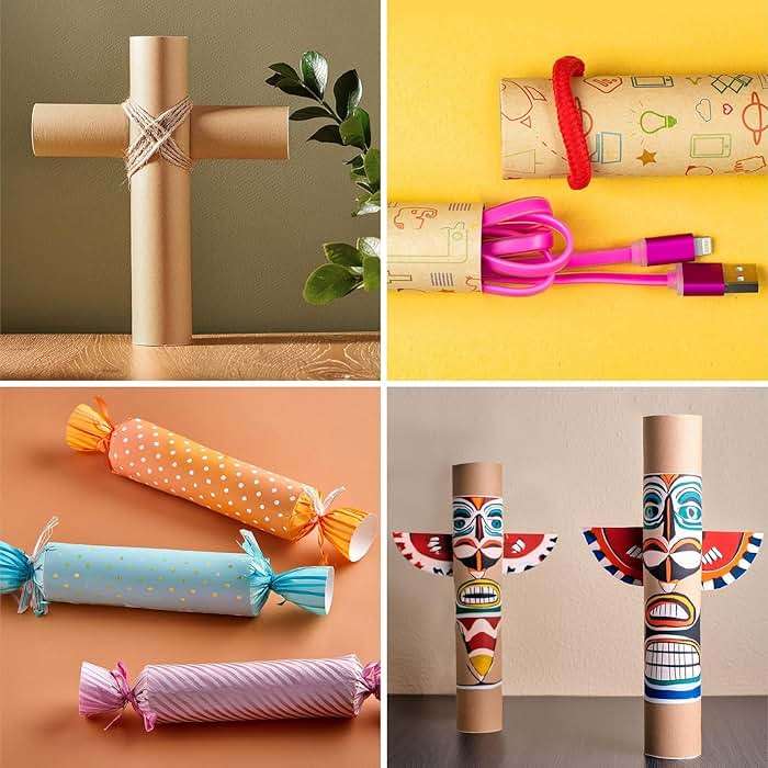 Bright Creations Paper Towel Tubes - 50-Pack Brown Cardboard Tubes, 2 Sizes (1.2 x 6 in & 1.7 x 7.5 in) - Cardboard Roll Crafts & DIY Art Projects - Image 4