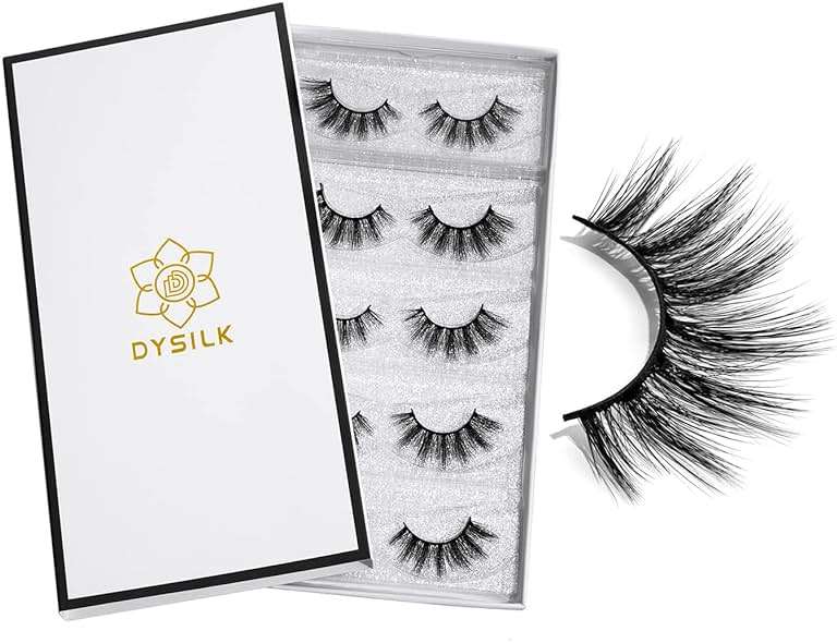 DYSILK Fake Eyelashes Natural Lash - Mink Lashes 5 Pairs 6D Wispy Lash Pack - Eye Lashes Strip Eyelash Extension Kit Reusable False Lashes Natural Look | 002-16mm - Image 1