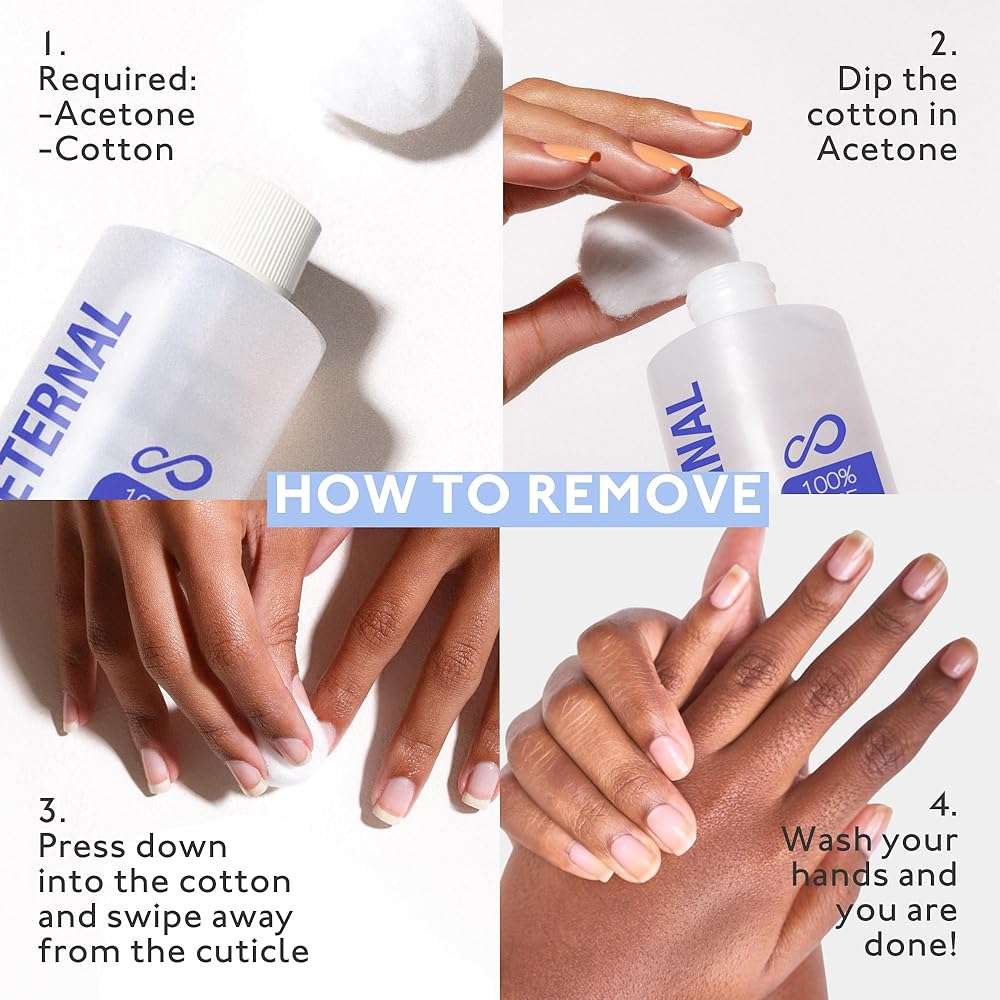 Eternal 100% Pure Acetone- Acetona pura – Quick Professional Ultra-Powerful Nail Polish Remover for Natural, Gel, Acrylic, Shellac Nails and Dark Colored Paints (8 FL. OZ.) - Image 4