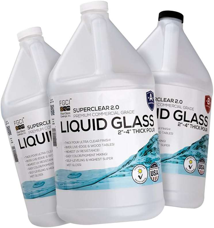 Superclear Liquid Glass Deep Pour Epoxy Resin 3 Gallons Kit, 2-4 Inch Clear Casting Resin for River Tables, Live Edge Wood, Large Molds, Food Safe, Zero VOC, Bubble Free - Image 1