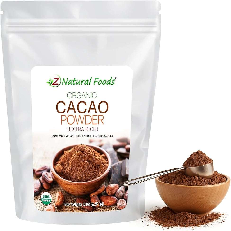 Z Natural Foods Organic Cacao Powder - Unsweetened Nutrient-Dense Superfood for Healthy Aging - Extra-Rich Dark Chocolate Flavor Perfect for Chocolate Recipes, Shakes or Smoothies, 5 lbs - Image 1