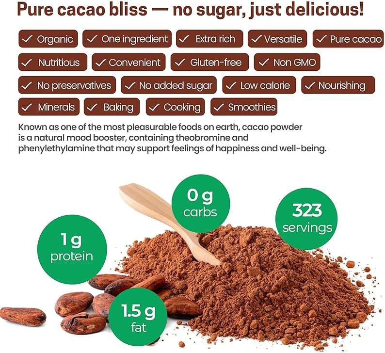 Z Natural Foods Organic Cacao Powder - Unsweetened Nutrient-Dense Superfood for Healthy Aging - Extra-Rich Dark Chocolate Flavor Perfect for Chocolate Recipes, Shakes or Smoothies, 5 lbs - Image 5