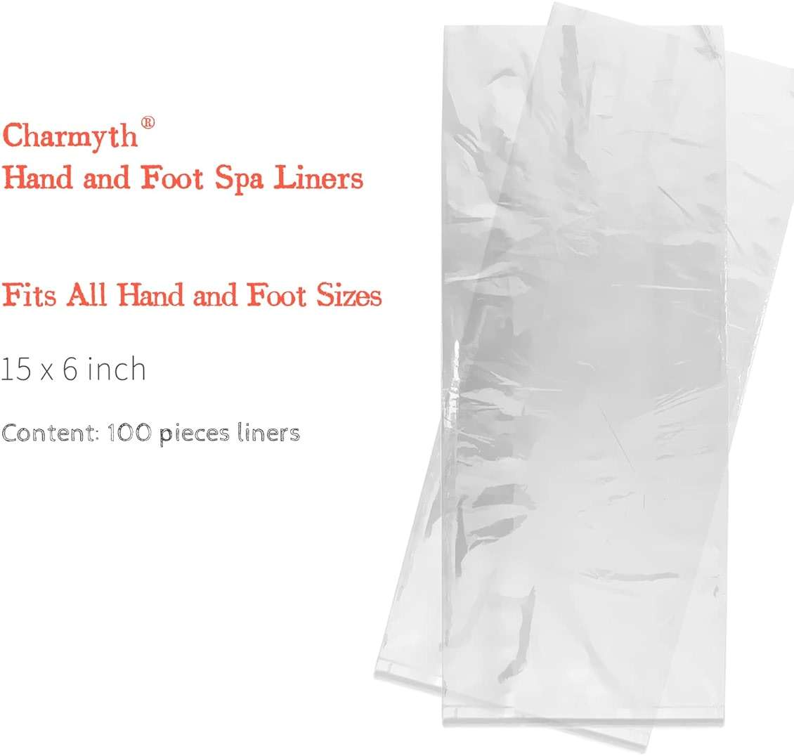 Charmyth Liners Hand or Foot Disposable Thermal Heated Mitt Liners Paraffin Bath Treatments Bags Plastic Liner Socks and Gloves for Hot Wax Therapy (100) - Image 2