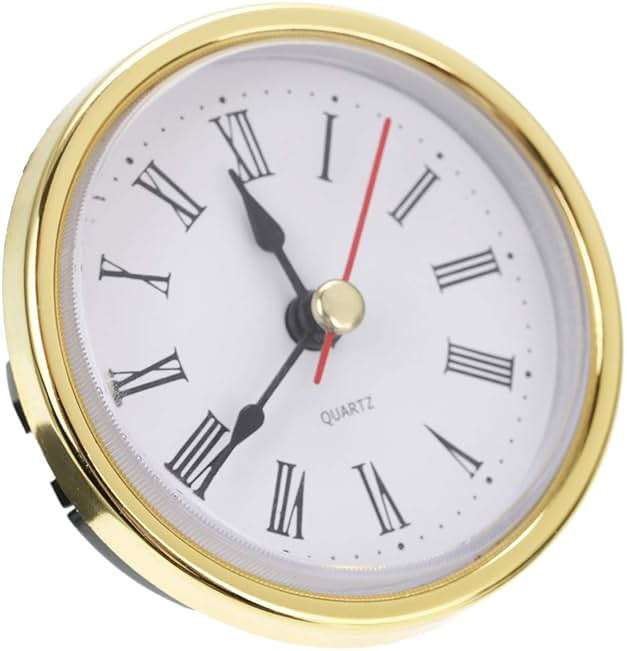Emivery Classic Clock Movement 2-1/2 (65mm) Round Roman Numeral Quartz Clock Insert with Gold Trim Home Decor - Image 2