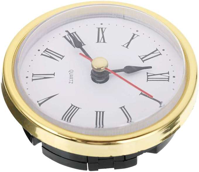 Emivery Classic Clock Movement 2-1/2 (65mm) Round Roman Numeral Quartz Clock Insert with Gold Trim Home Decor - Image 4