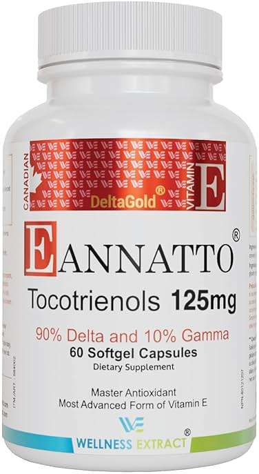 WELLNESS EXTRACT Eannatto Tocotrienols Vitamin E Supplements Tocopherol Free, Non-GMO, Gluten Free & Antioxidant (125MG 60 Softgels) - Image 1
