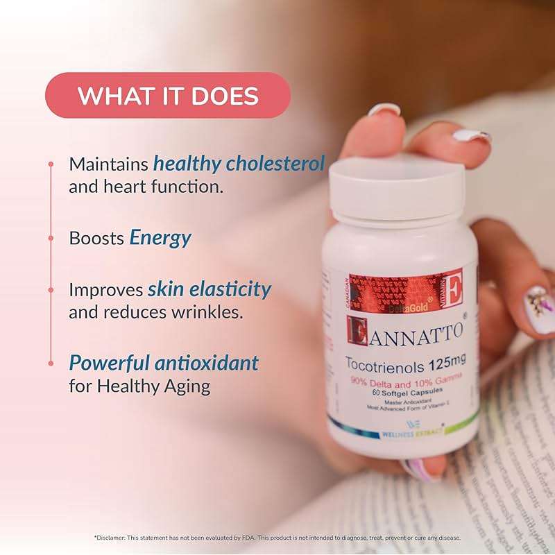 WELLNESS EXTRACT Eannatto Tocotrienols Vitamin E Supplements Tocopherol Free, Non-GMO, Gluten Free & Antioxidant (125MG 60 Softgels) - Image 5
