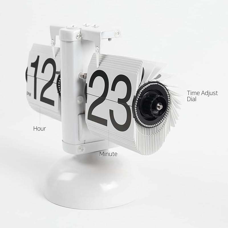 mooas Flip Desk Clock (Black), Retro Vintage Design Auto Flip Desk/Table Clock Large Number Battery Powered Internal Gear Operated Home Décor Ideal for Home Office School Hotel Café - Image 3