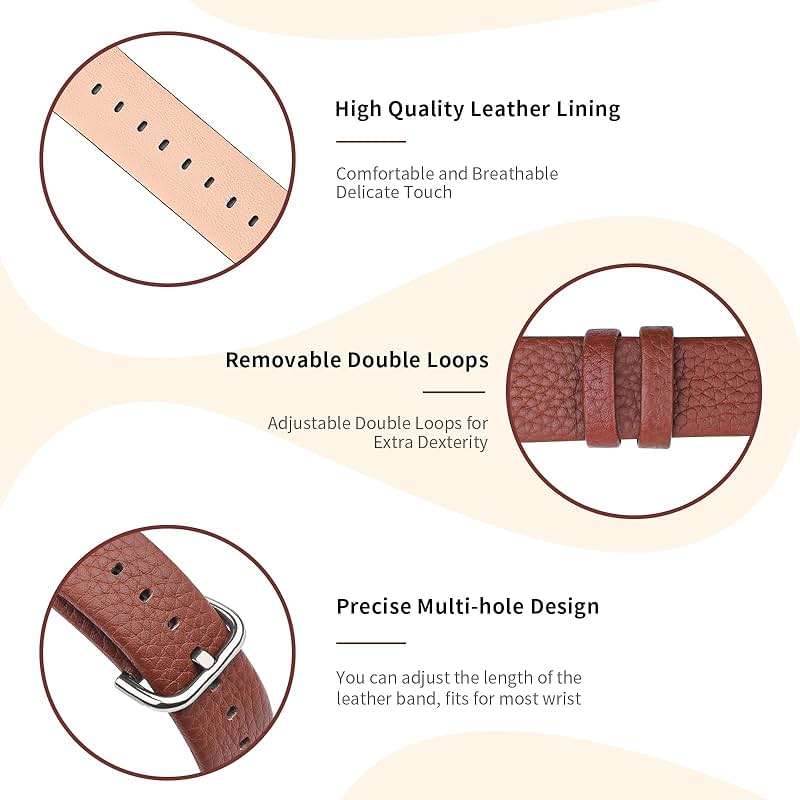 Fullmosa Leather Band Compatible with Apple Watch Band 42mm 44mm 45mm 46mm 49mm, Genuine Leather Replacement Strap for iWatch Ultra3/2/1 SE3/2/1 Series 11 10 9 8 7 6 SE 5 4 3 - Image 5