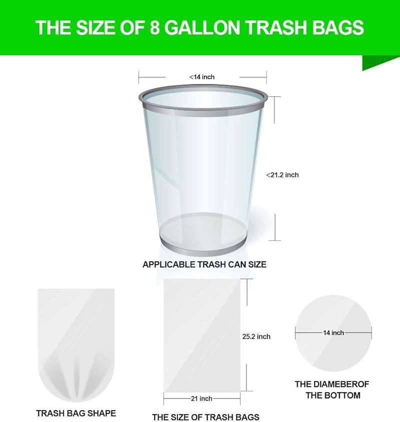 FORID Clear Medium Garbage Bags – 8 Gallon Plastic Trash Bags 30 Liter Wastebasket Bin Liners 220 Count for Bathroom Bedroom Office Trash Can - Image 2