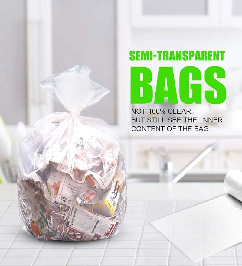 FORID Clear Medium Garbage Bags – 8 Gallon Plastic Trash Bags 30 Liter Wastebasket Bin Liners 220 Count for Bathroom Bedroom Office Trash Can - Image 3