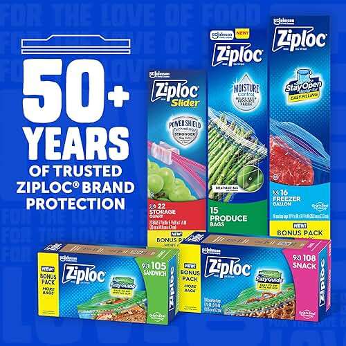 Ziploc Gallon Food Storage Freezer Bags, Stay Open Design with Stand-Up Bottom, Easy to Fill, 120 Bags Total - Image 8
