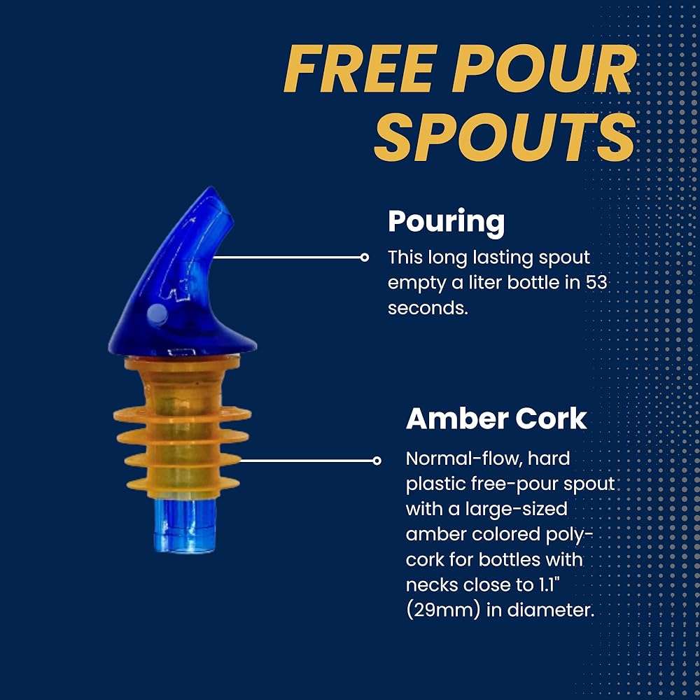 1 Dozen Large Amber Cork Free-Pour Spout - Great for Wide-Neck Liquor Bottles, Including 1.75 Liter Bottles - Image 3