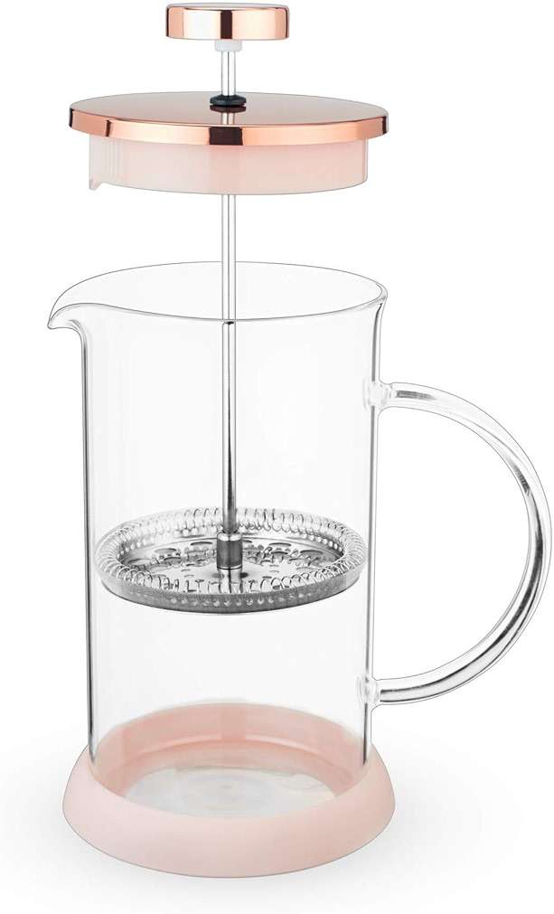 Pinky Up Riley Mini Glass Tea Press Pot, Coffee Maker, French Press for Loose Leaf Tea and Coffee, Hot or Iced Beverage Brewer, 12 oz, Pink - Image 8