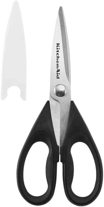 KitchenAid All Purpose Kitchen Shears with Protective Sheath Durable Stainless Steel Scissors, Dishwasher Safe, Soft Grip Comfort Handle, 8.72 Inch, Black - Image 1