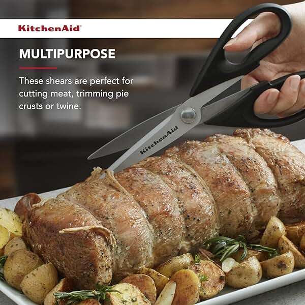 KitchenAid All Purpose Kitchen Shears with Protective Sheath Durable Stainless Steel Scissors, Dishwasher Safe, Soft Grip Comfort Handle, 8.72 Inch, Black - Image 9